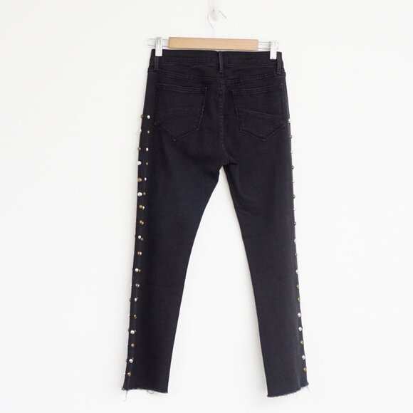 SALE DRIFTWOOD Candace Studded High Waist Straight Crop Black Jeans 26 - Picture 2 of 8